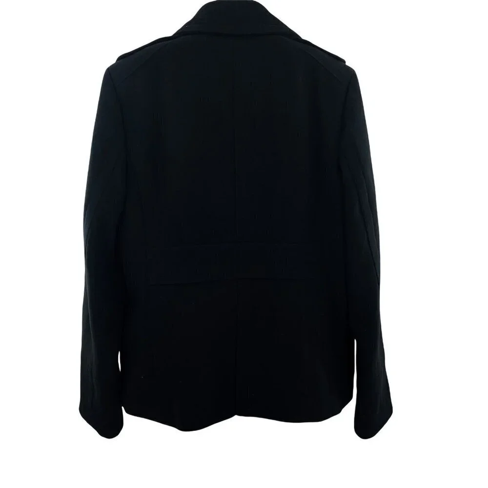 Vintage J. Crew Thinsulate Double Breasted 100% Wool Peacoat Black 86375 Jacket - Picture 4 of 5